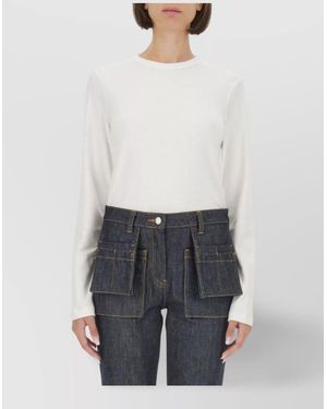 Helmut Lang Logo Crew Neck Long Sleeve T-Shirt - White