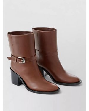 Burberry Leather Ankle Boots - Brown