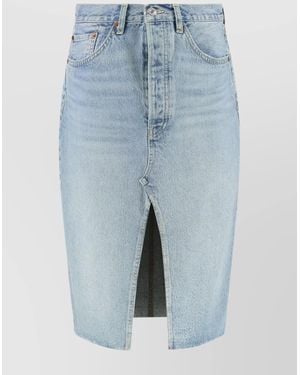 RE/DONE Denim Skirt With Back Pockets And Front Slit - Blue