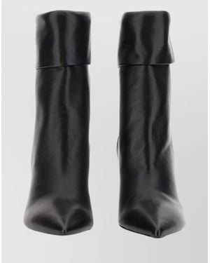 Saint Laurent Ankle Boots With Cone Heel And Cuff - Black
