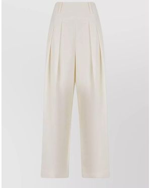 Victoria Beckham High Waist Tailored Pleated Loose Trousers - White