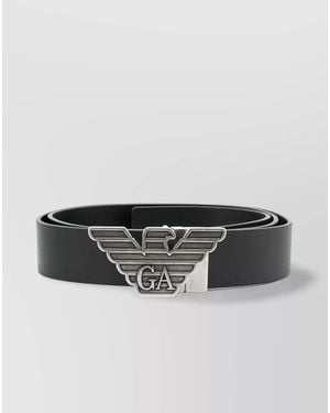 Emporio Armani Leather Belt With Interchangeable Metal Buckle - Black