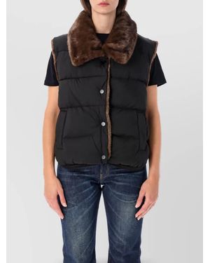 Urbancode Quilted Faux Fur Puffer Vest - Black