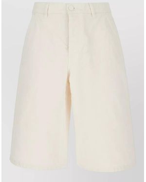 Ami Paris Tailored Bermuda Shorts Belt Loops Pockets - Natural