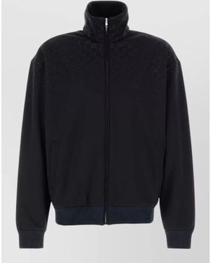 Gucci Tech Jersey Sweatshirt High Collar Pockets - Blue