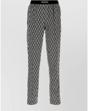 Tom Ford Satin Stretch Pyjama Trousers Straight Leg Pattern - Grey