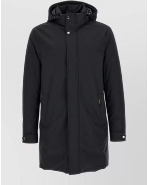 Moorer Vermont Hood Parka Long Sleeves Pockets - Blue