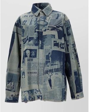 Jean Paul Gaultier Newspaper Print Cotton Shirt - Blue