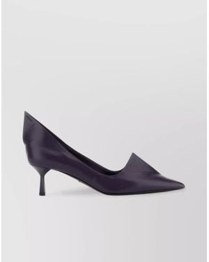 Prada Leather Kitten Heel Pumps With Pointed Toe - Blue