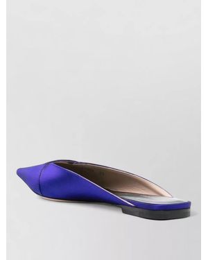 Tom Ford Flat Satin Pointed Toe Mule Loafers - Blue