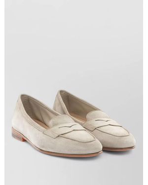 Santoni Carla Loafers Round Toe Suede Rubber Sole - Natural