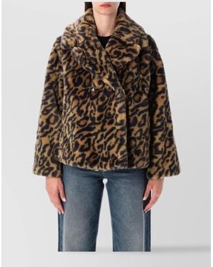 A.P.C. Leopard Print Faux Fur Boxy Coat - Black