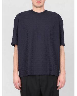 Sunnei Crew Neck T Shirt Crossbar Texture - Blue