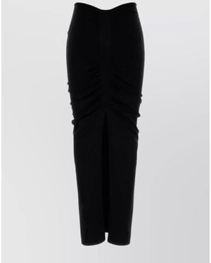 Alexander Wang Stretch Cupro Blend Skirt With Front Slit - Black
