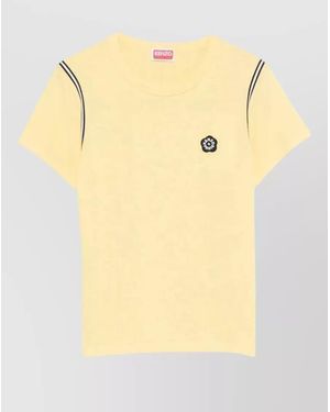 KENZO Logo Appliqué Striped Short-Sleeve T-Shirt - Yellow