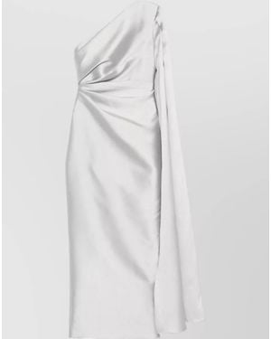 Solace London Veya One Shoulder Satin Maxi Dress - White