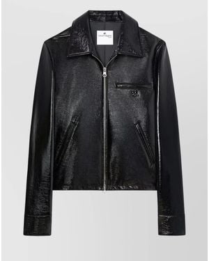 Courreges Zip-Detail Leather Blazer - Black