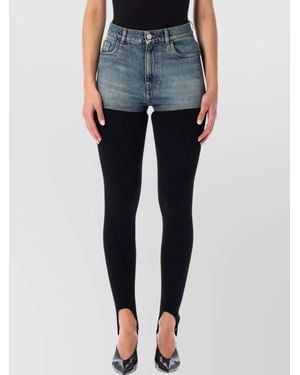 Coperni Ribbed Hybrid Denim Knit Leggings - Blue