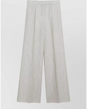 Max Mara High Waist Wide Leg Pleated Pants - White