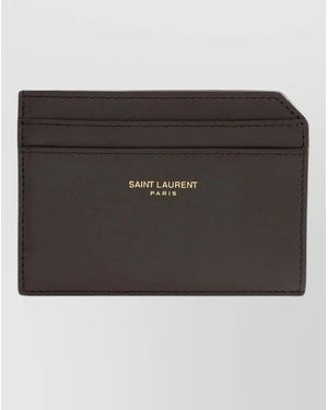 Saint Laurent Paris Leather Open Card Key Holder - Black