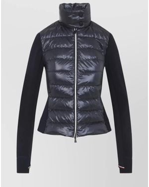 Moncler Quilted High Collar Long Sleeve Jacket - Blue