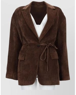 Brunello Cucinelli Cashmere Viscose Single Breasted Coat - Brown