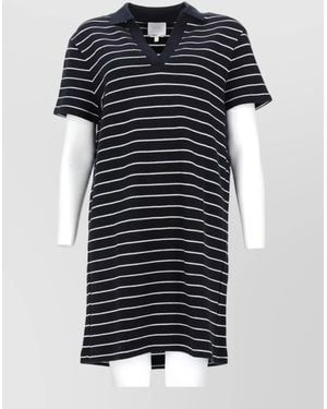 A.P.C. Short Sleeve Dress Striped V Neckline - Black
