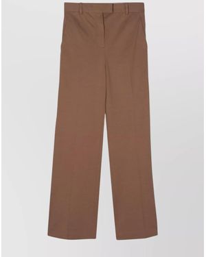 Circolo 1901 Cotton Piqué Low-Rise Straight-Leg Trousers - Brown