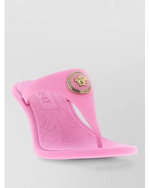 Versace Alia Thong Sandals Heel Design Open Toe - Pink