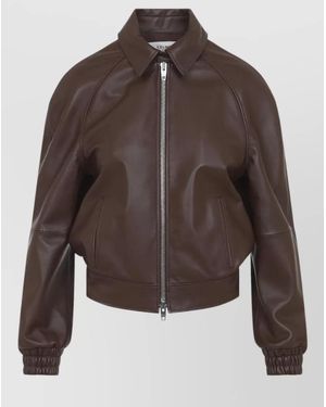 Celine Lamb Leather Jacket Raglan Sleeves - Brown