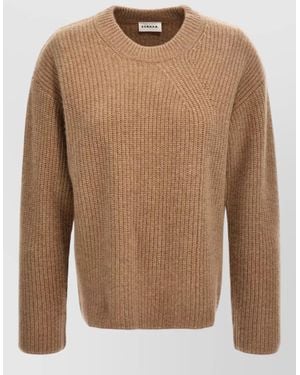 P.A.R.O.S.H. Cashmere Crew Neck Sweater Long Sleeves Ribbed - Brown