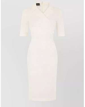 Pinko Fitted Midi Dress Tie Waist Neckline - White
