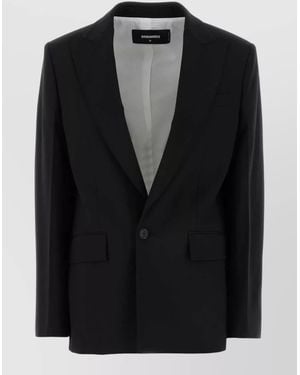 DSquared² Stretch Wool Blend Oversized Tailored Blazer - Black