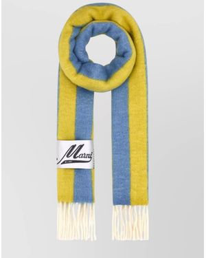 Marni Embroidered Wool-Blend Scarf - Blue