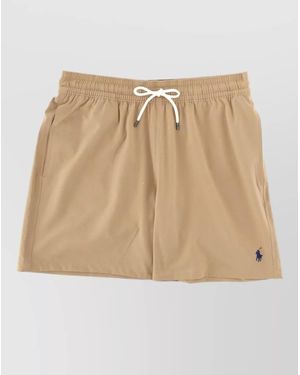 Polo Ralph Lauren Logo Swim Shorts Back Pocket Detail - Natural