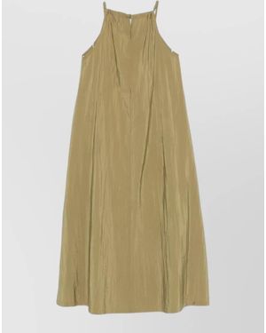 Emporio Armani Crinkled Halterneck Sleeveless Midi Dress - Natural
