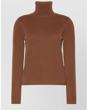 Max Mara Wool Cashmere Ribbed Turtleneck Sweater - Brown