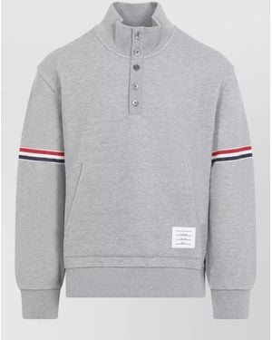 Thom Browne Cotton Funnel Neck Pullover - Grey