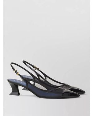 Lanvin Pointed Toe Mesh Slingback Kitten Heel Court Shoes - Multicolour