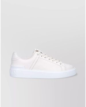 Balmain Leather Low-Top Trainers - White