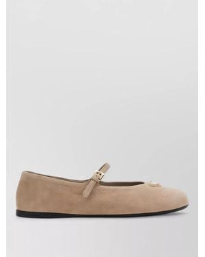 Prada Ballerina Shoes Flat Sole Round Toe Design - White