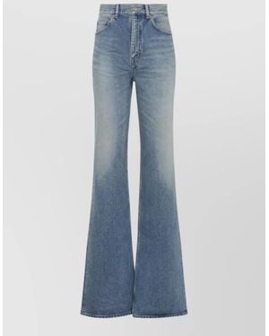Saint Laurent High Rise Flared Denim Trousers Seventies Style - Blue