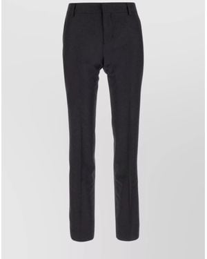 Ami Paris Virgin Wool Pleated Tailored Trousers - Blue
