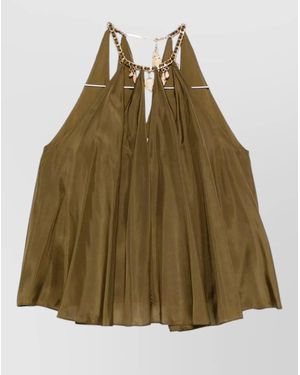 Zimmermann Silk Pleated Halterneck Sleeveless Blouse - Green