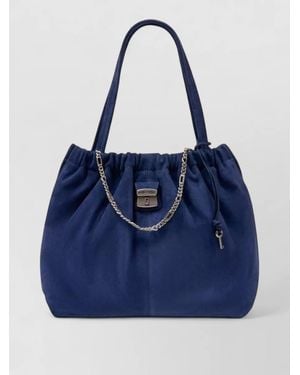 Marc Jacobs Leather Tote Shoulder Bag Chain Lock - Blue