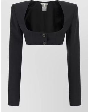 Nensi Dojaka Cleo Blazer Cropped Square Neck Jacket - Black