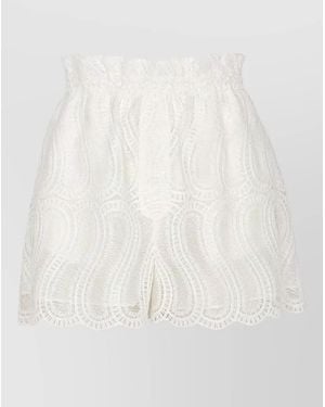 Raquel Diniz High Waist Bahia Lace Trim Shorts - White