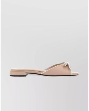 Miu Miu Bow Detail Nappa Leather Slippers - Pink