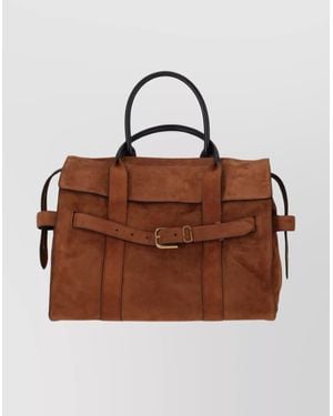 Marc Jacobs Structured Suede Tote Buckle Detail - Brown