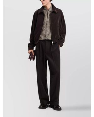 Emporio Armani Corduroy Texture Short Jackets With Elasticated Hem - Black